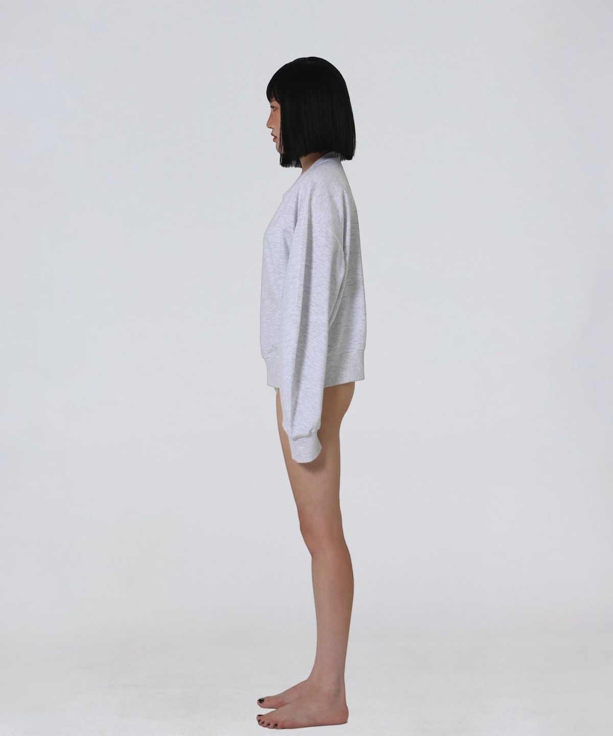 엑세스(XX) XX Round Curved Crop Sweatshirt Melange