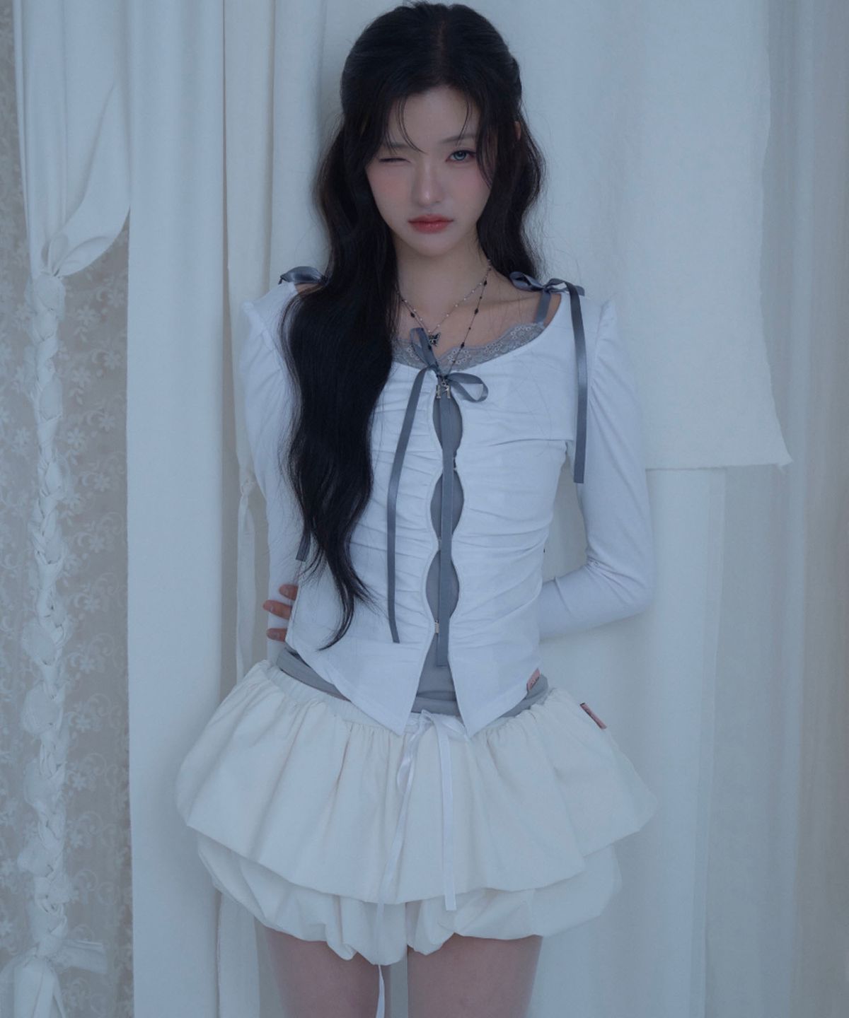 뉴얼린(NEWALRIN) Ruby Shirring Hook Cardigan(6colors)