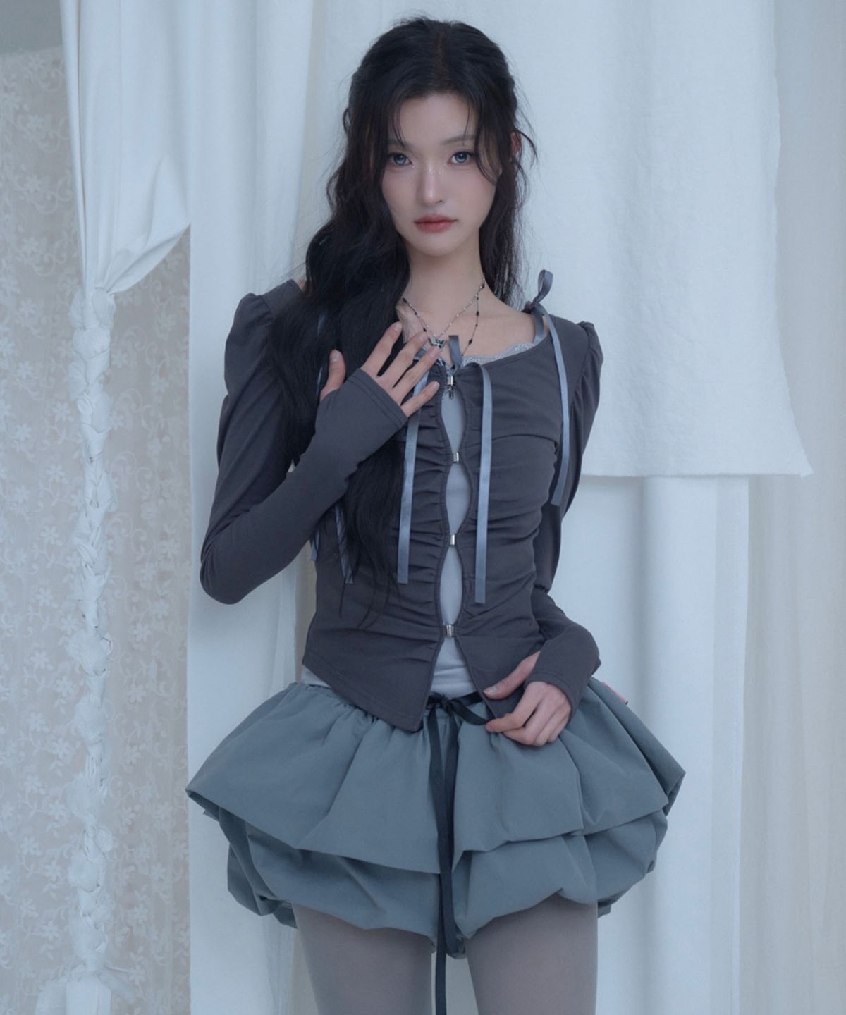 뉴얼린(NEWALRIN) Ruby Shirring Hook Cardigan(6colors)