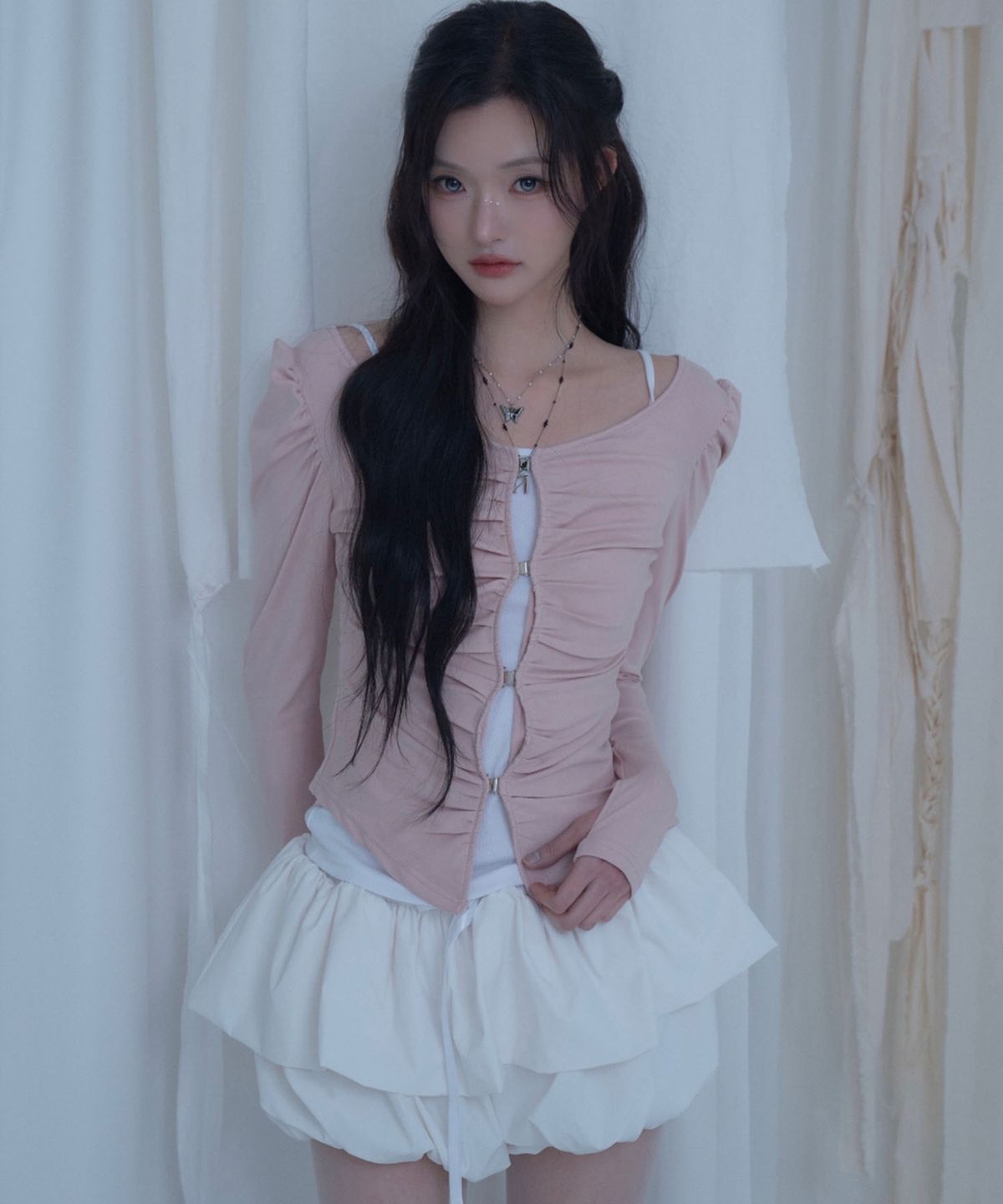 뉴얼린(NEWALRIN) Ruby Shirring Hook Cardigan(6colors)
