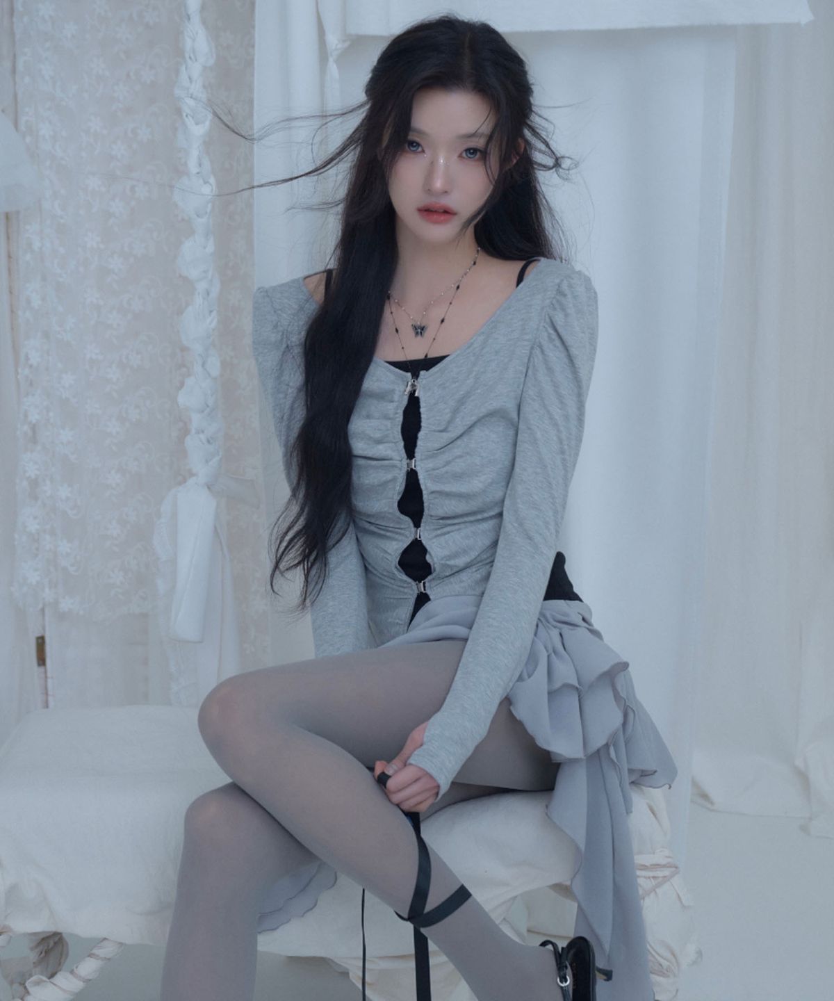 뉴얼린(NEWALRIN) Ruby Shirring Hook Cardigan(6colors)