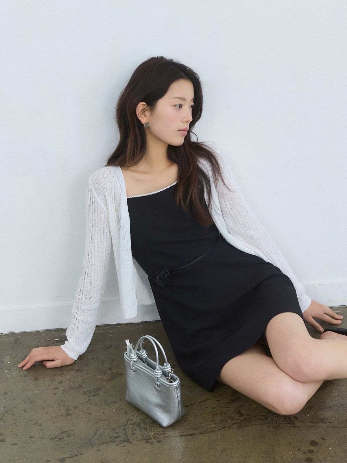 어다울(ADAUL) Lace taping mini dress - black