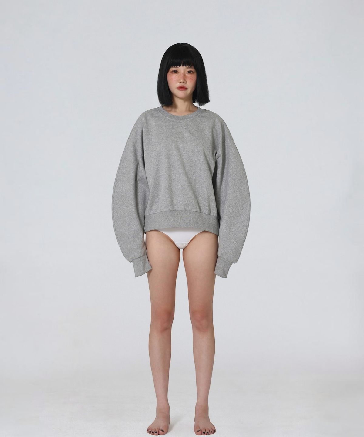 엑세스(XX) XX Round Curved Crop Sweatshirt Gray