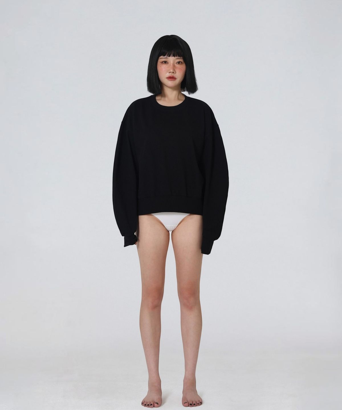 엑세스(XX) XX Round Curved Crop Sweatshirt Black