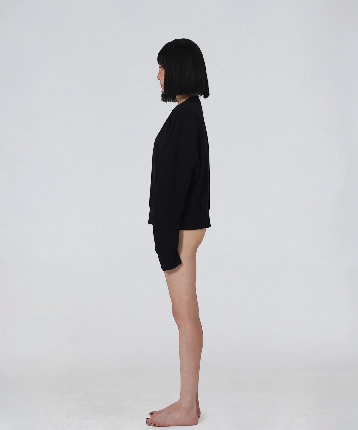 엑세스(XX) XX Round Curved Crop Sweatshirt Black