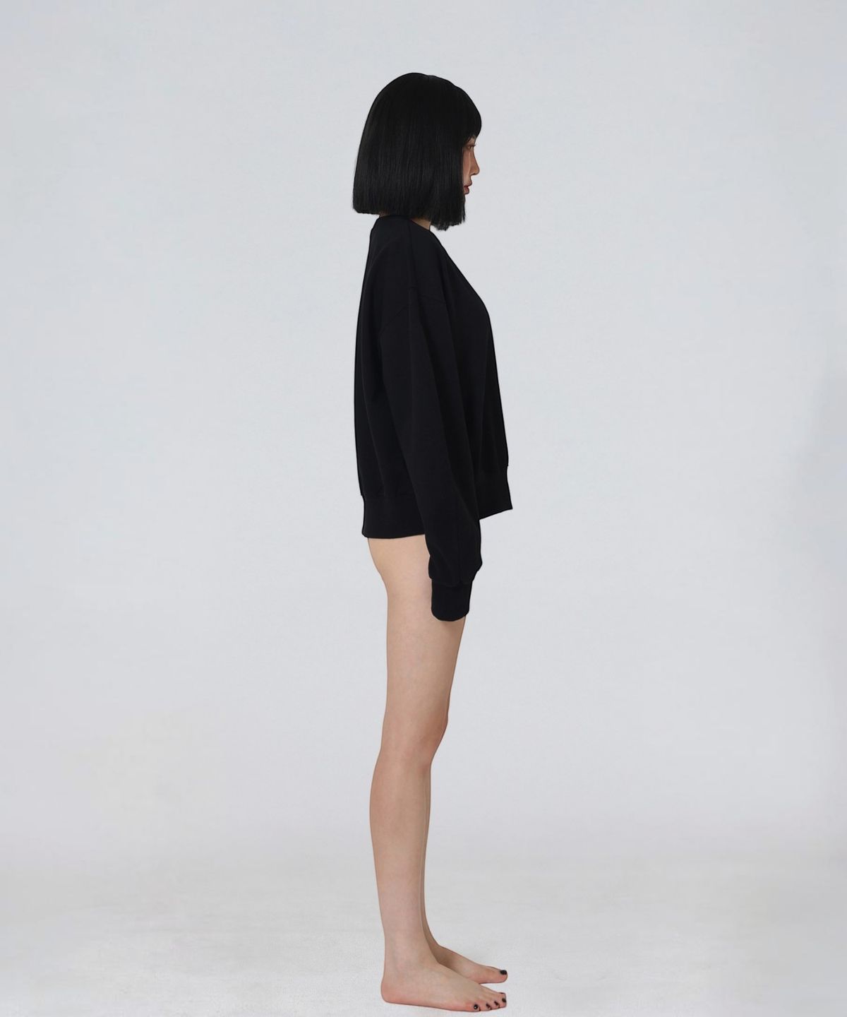 엑세스(XX) XX Round Curved Crop Sweatshirt Black