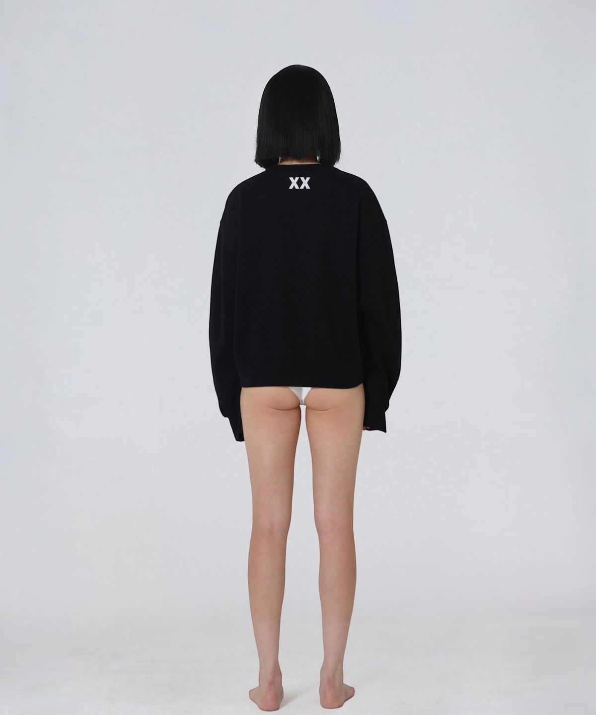 엑세스(XX) XX Round Curved Crop Sweatshirt Black