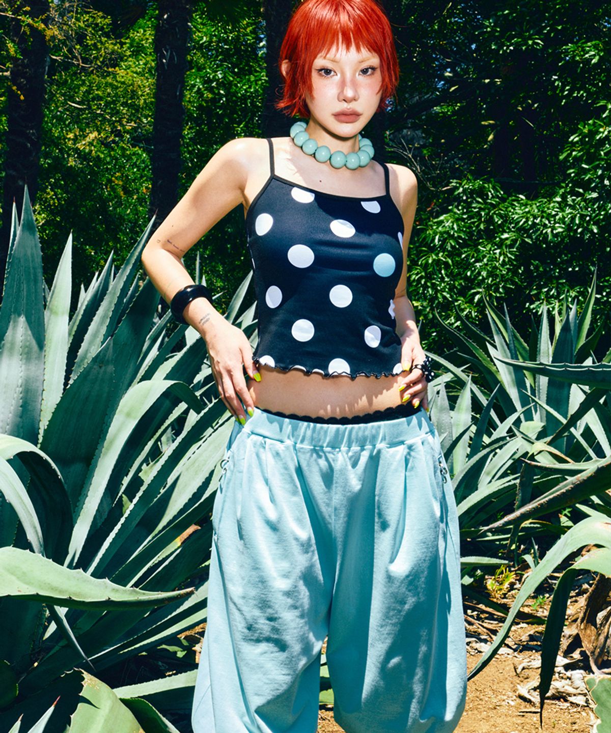 하이타이드 프랭키(HIGHTIDEFRANKIE) Polka Dot Cami Top Black
