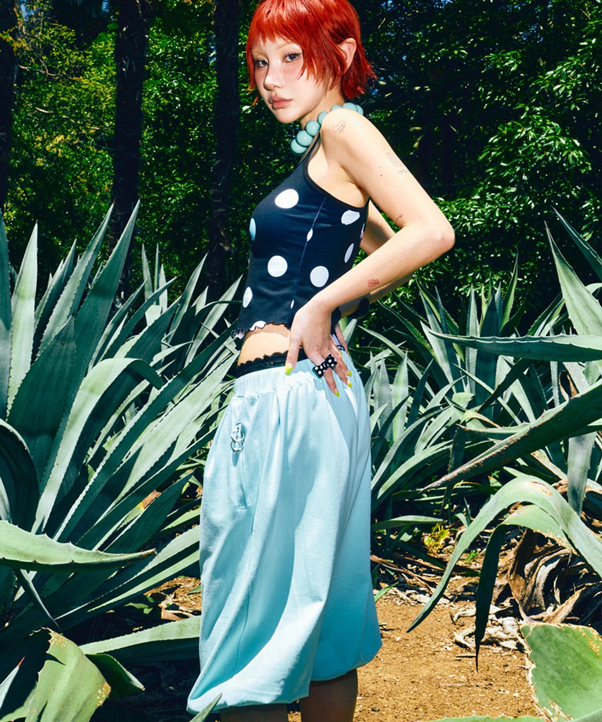하이타이드 프랭키(HIGHTIDEFRANKIE) Polka Dot Cami Top Black