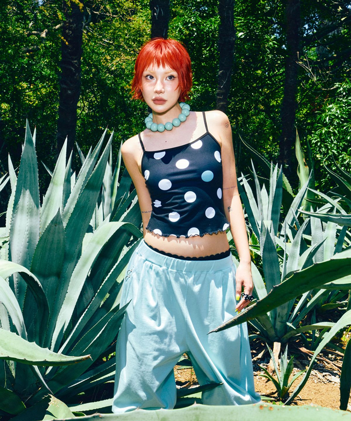하이타이드 프랭키(HIGHTIDEFRANKIE) Polka Dot Cami Top Black