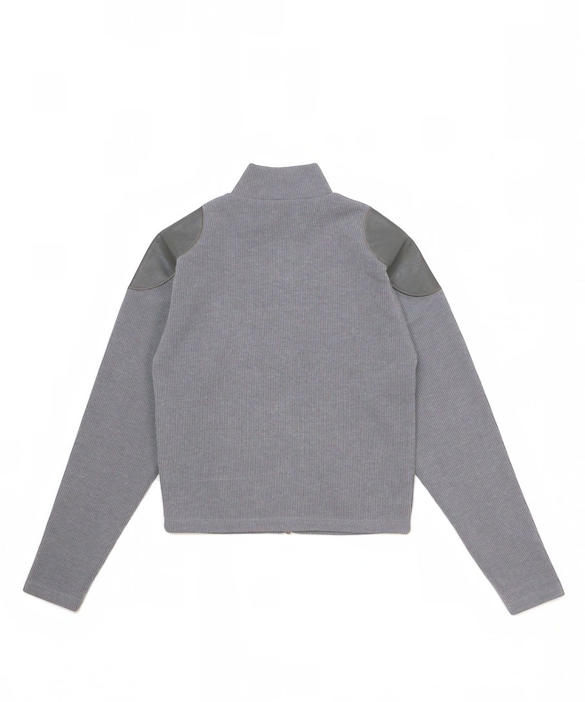 엑세스(XX) Shoulder Patch Zip-up Crop Knit Gray