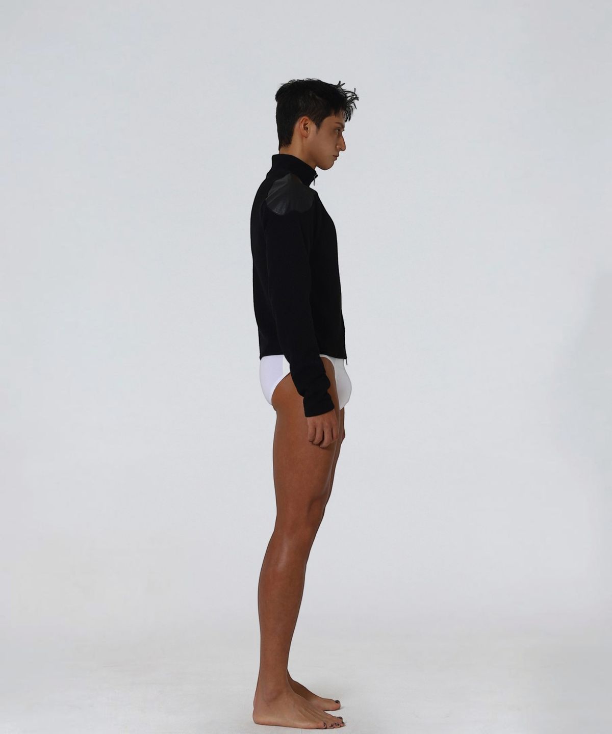 엑세스(XX) Shoulder Patch Zip-up Crop Knit Black