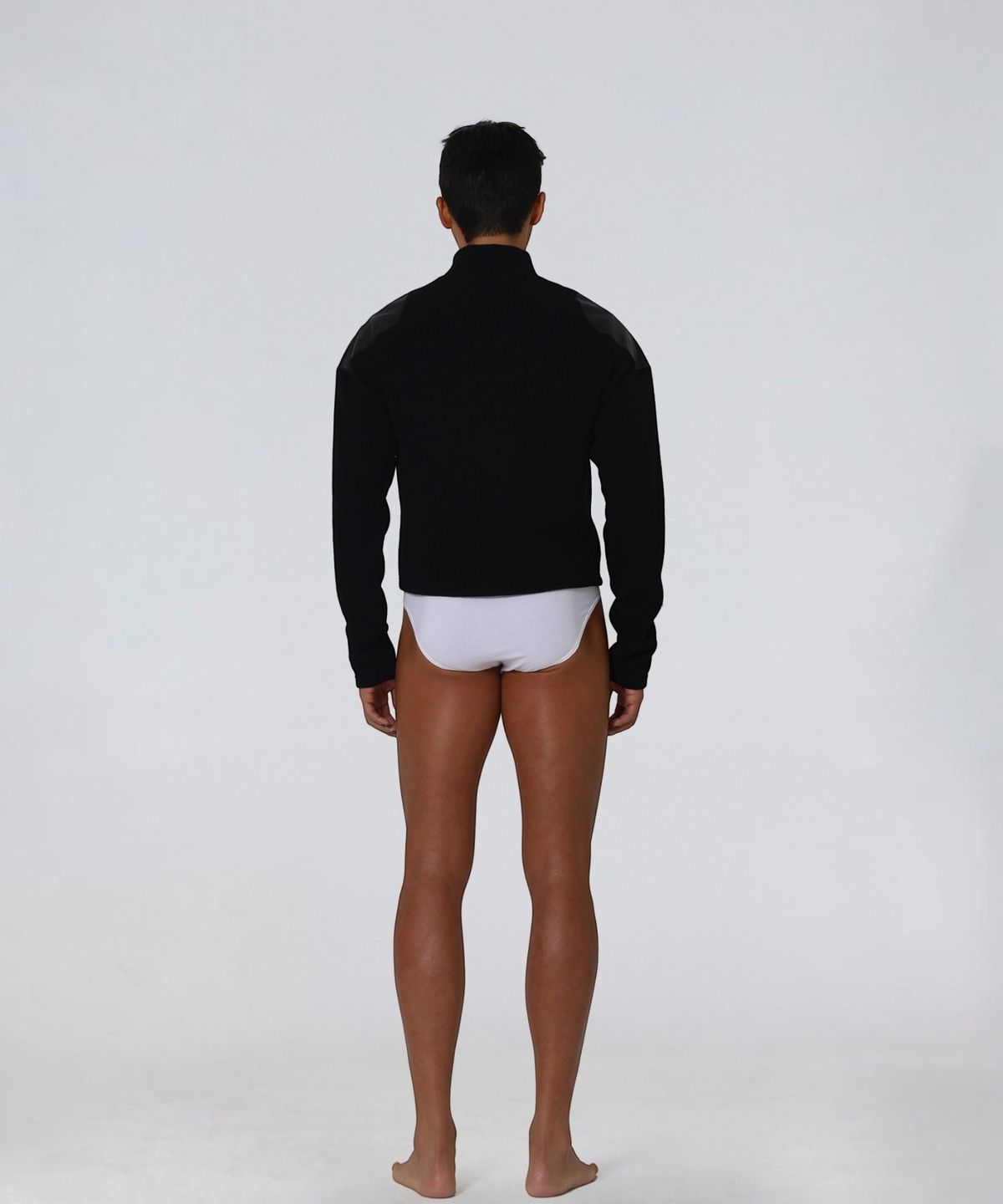 엑세스(XX) Shoulder Patch Zip-up Crop Knit Black