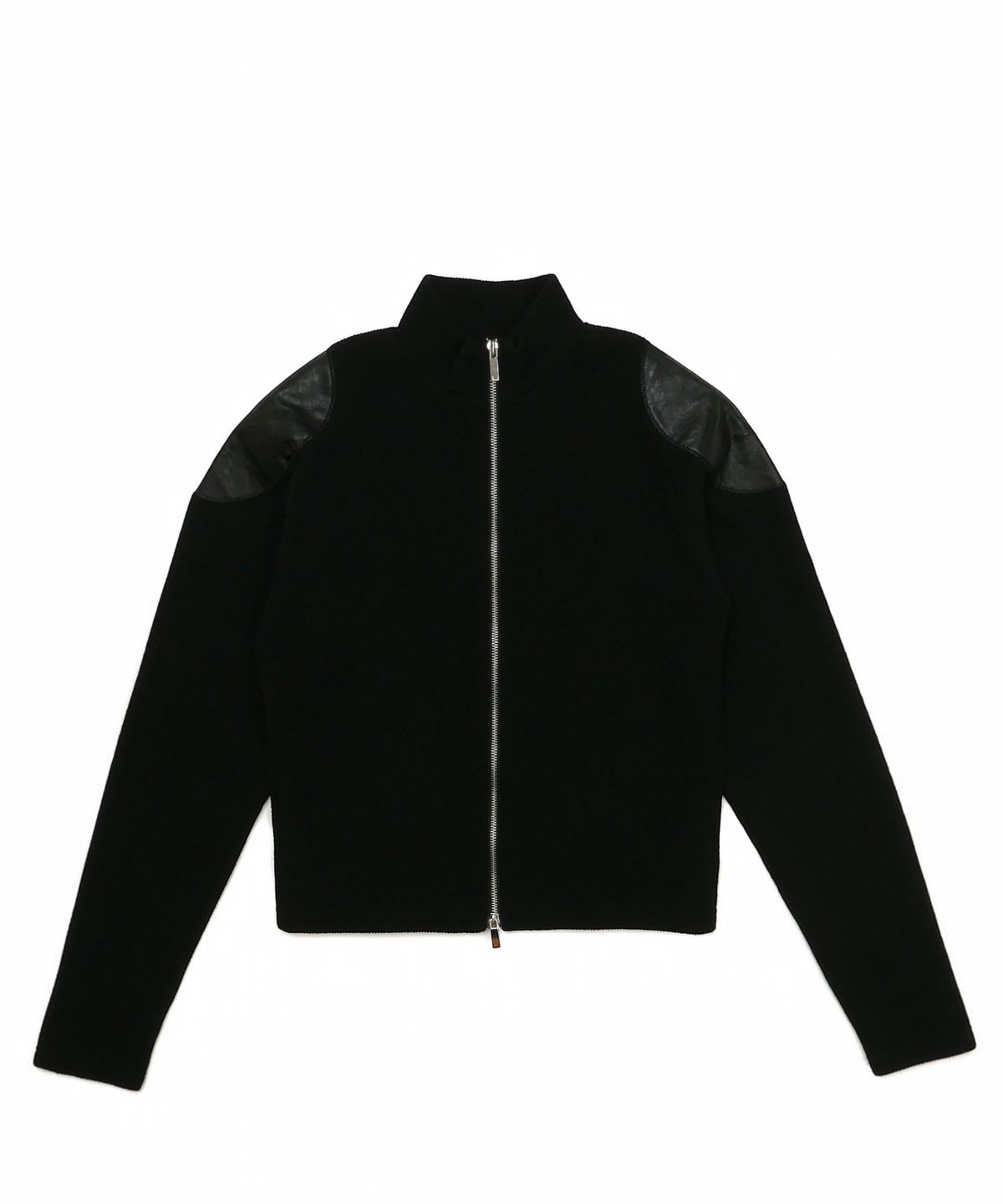 엑세스(XX) Shoulder Patch Zip-up Crop Knit Black