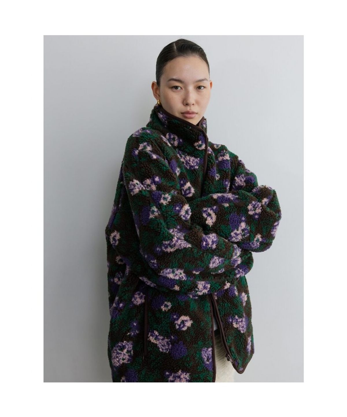 디애퍼처(THE APERTURE) Unisex Flower Fleece Jacket  Brown (TA6139A05D)