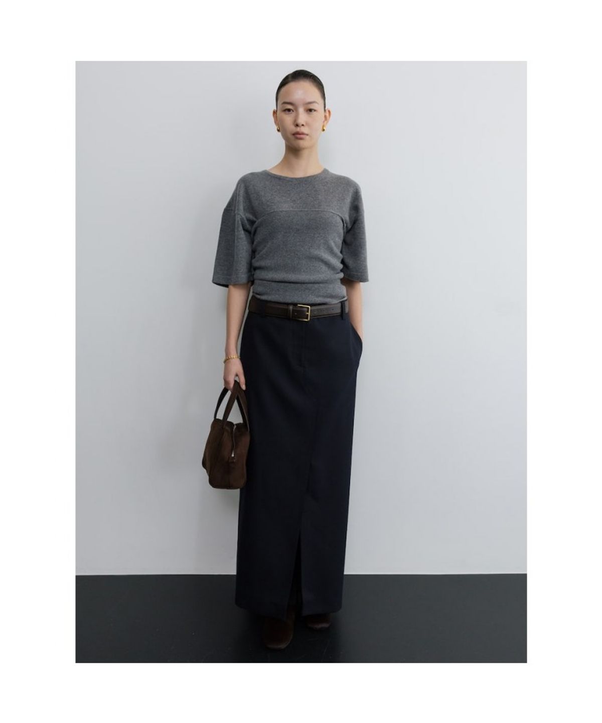 디애퍼처(THE APERTURE) Winter Charlie Long Skirt  Navy (TA6127A03R)