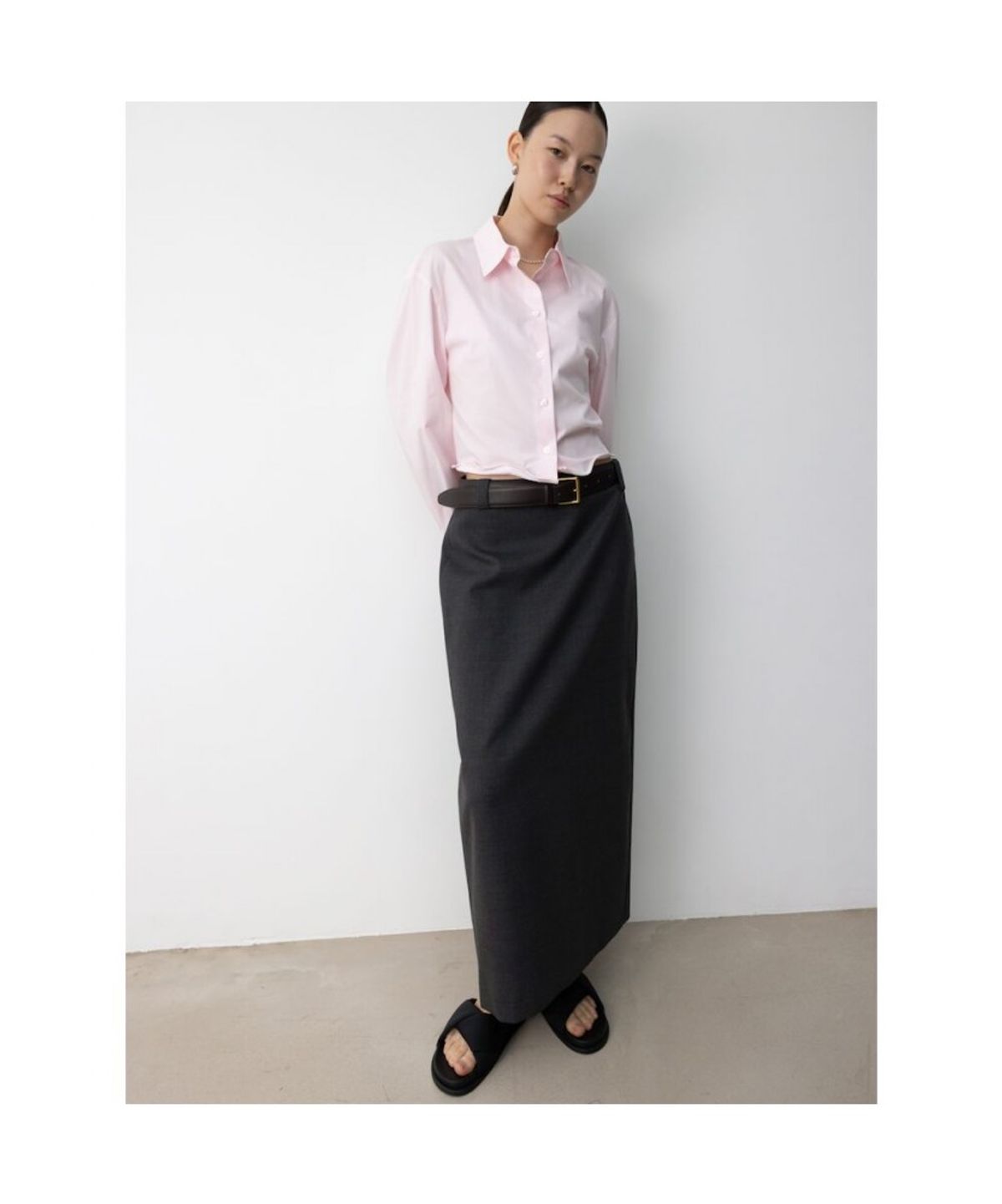 디애퍼처(THE APERTURE) Troia H Line Skirt  Grey (TA6127A043)