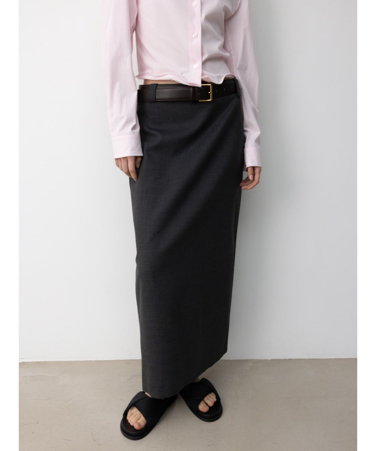 디애퍼처(THE APERTURE) Troia H Line Skirt  Grey (TA6127A043)