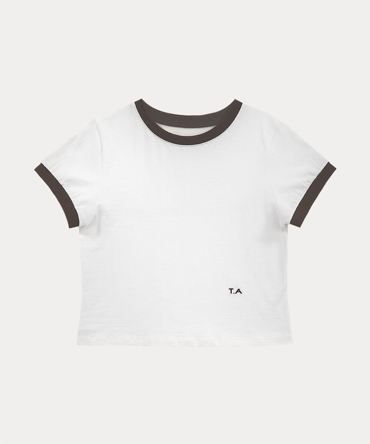 타버트(TARVERT) Margot Contrast Crop T-Shirt - Ivory