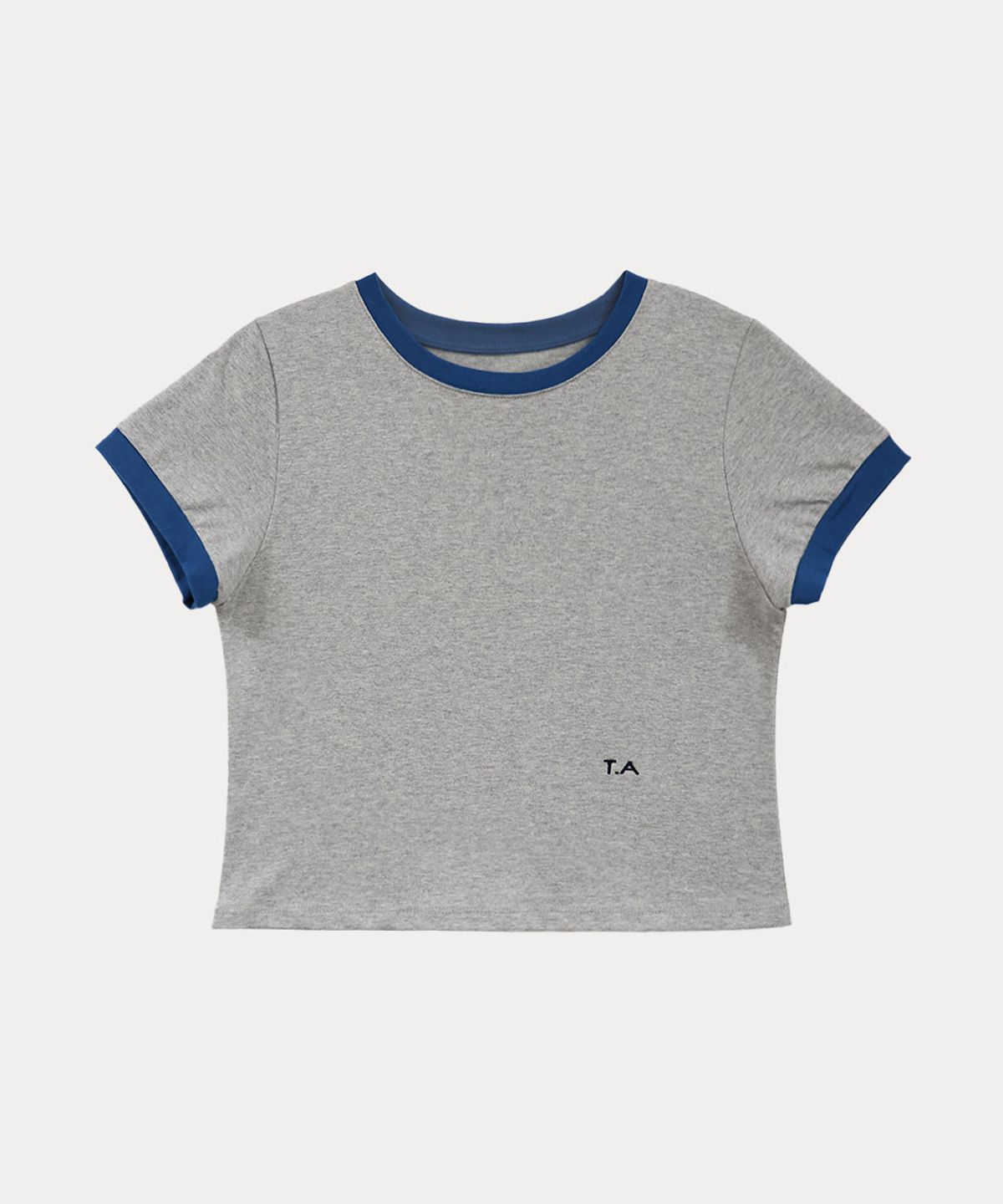 타버트(TARVERT) Margot Contrast Crop T-Shirt - Gray