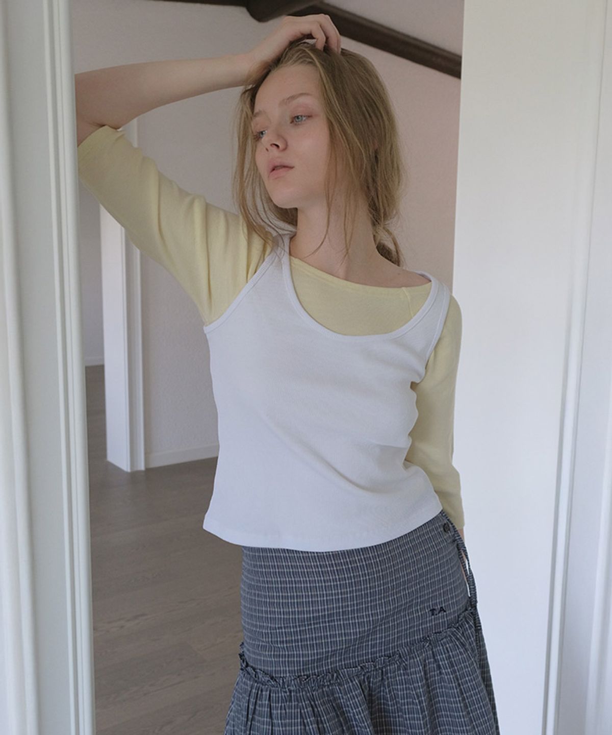 타버트(TARVERT) More Boat Neck Ribbed T-Shirt - Butter
