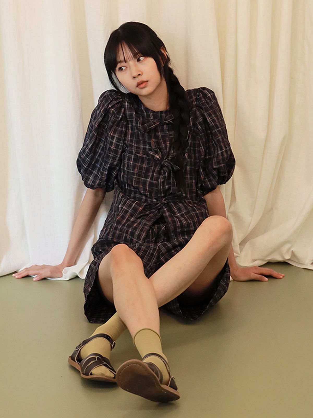 빈센트네이비(VINCENT NAVY) 메이크 유어 리본 블라우스_네이비