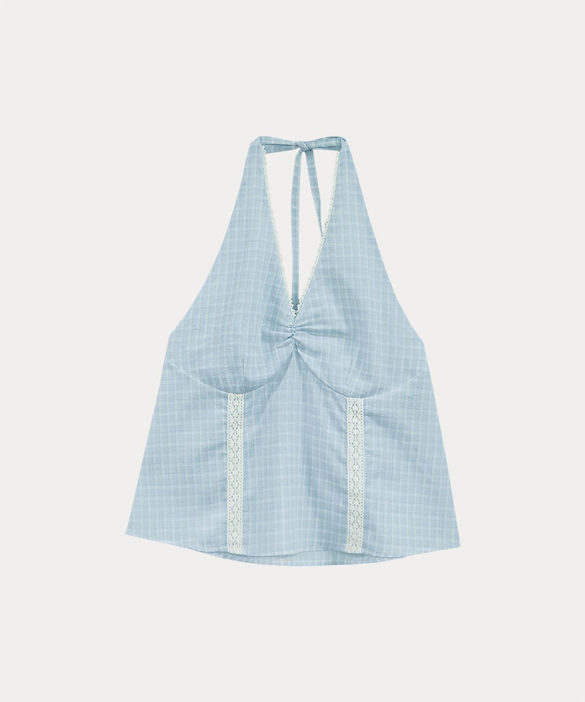 타버트(TARVERT) Brooklyn Check Halter Top - Sky Blue