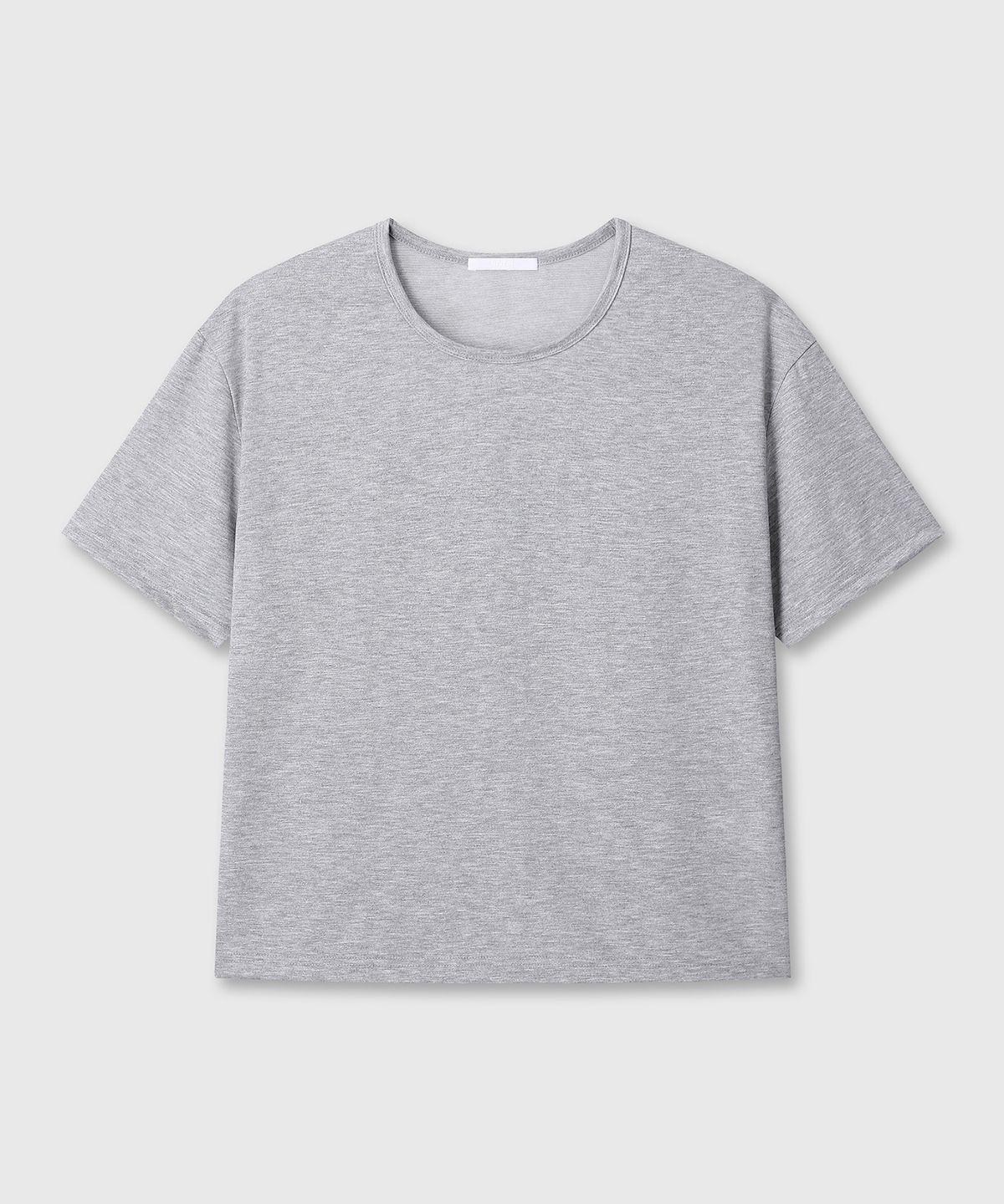 다이브인(DIVEIN) UNIFORM SEMI CROP U NECK T-SHIRTS (MELANGE GRAY)