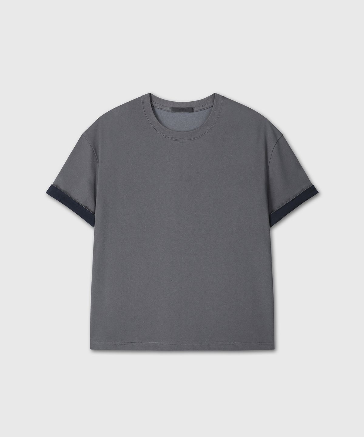 다이브인(DIVEIN) LAYERED ROLL-UP T-SHIRTS (CHARCOAL / NAVY)