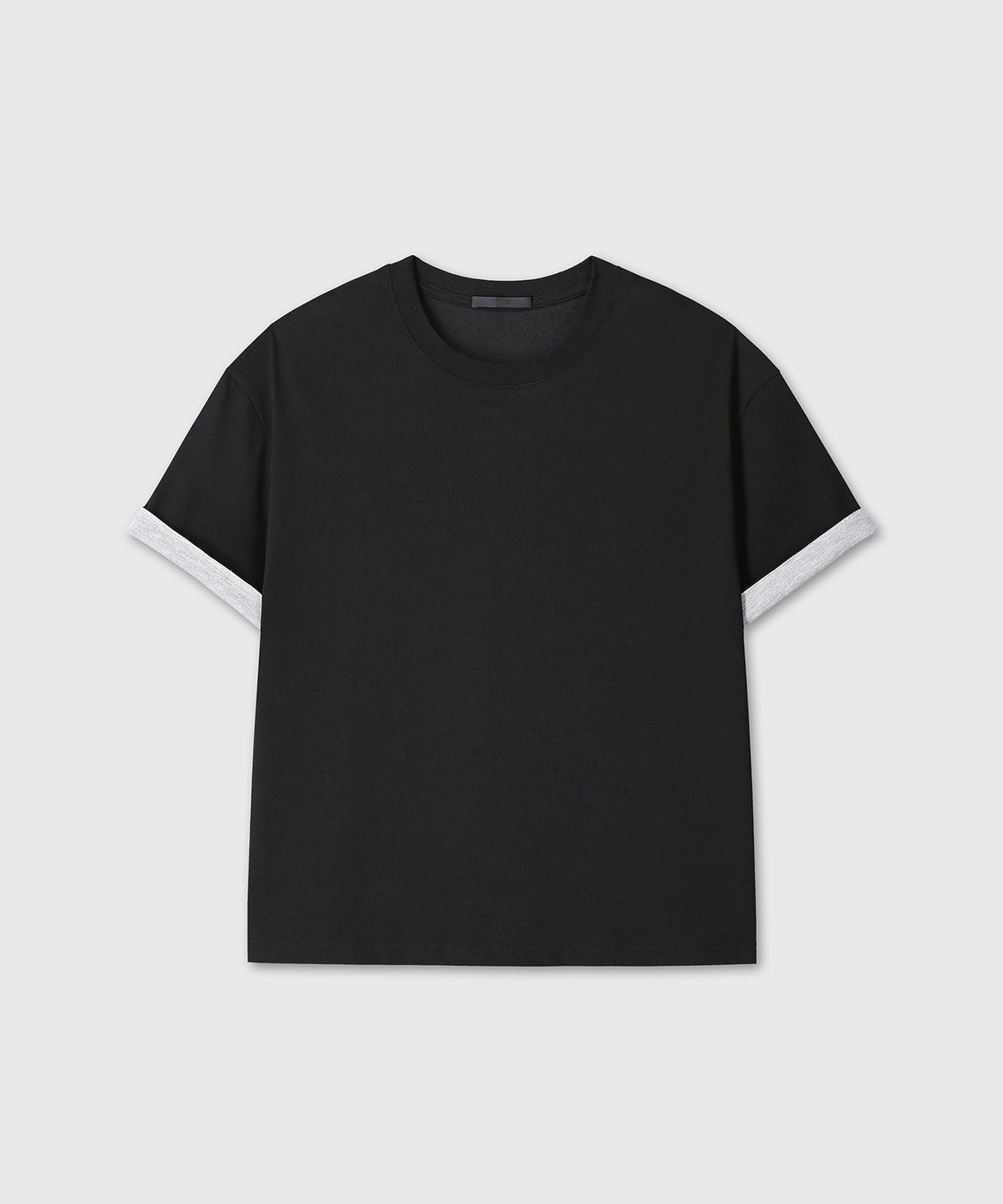 다이브인(DIVEIN) LAYERED ROLL-UP T-SHIRTS (BLACK / MELANGE)