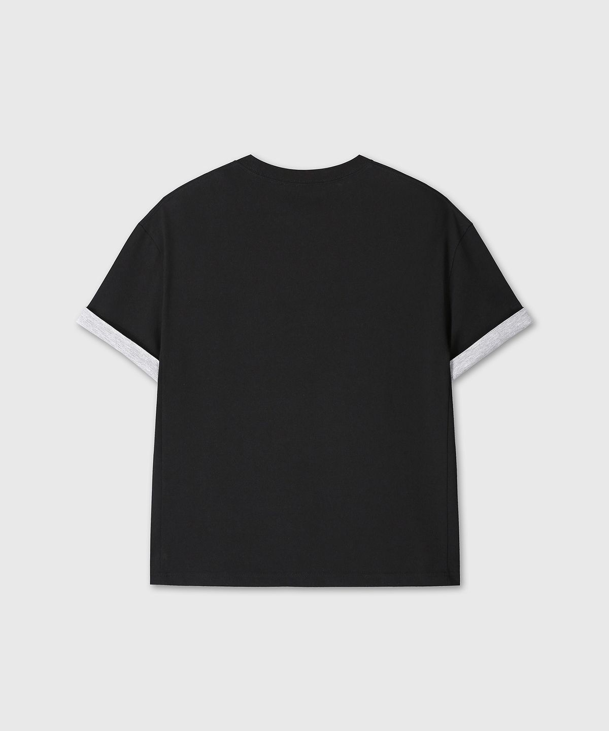 다이브인(DIVEIN) LAYERED ROLL-UP T-SHIRTS (BLACK / MELANGE)