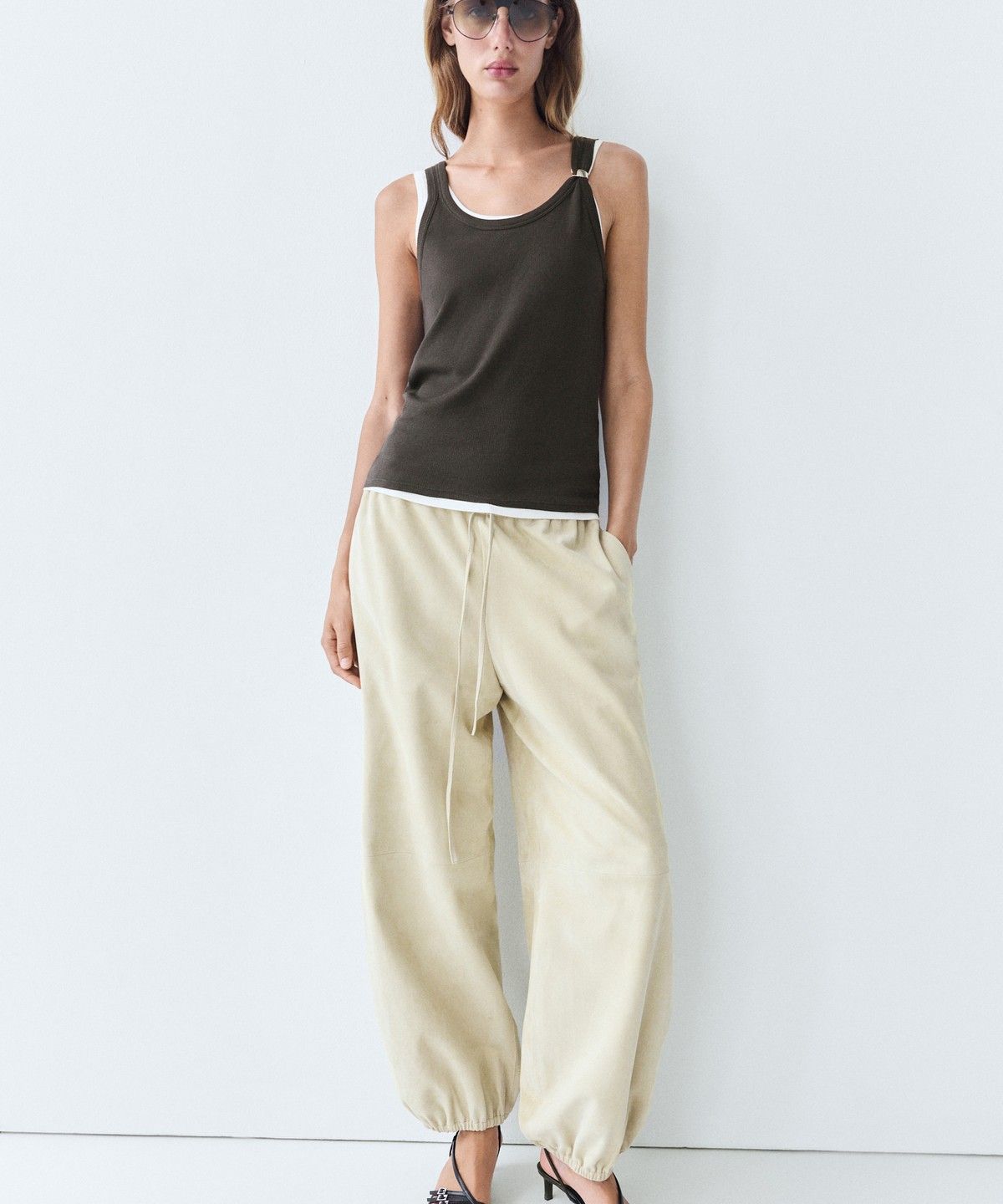 마시모두띠(MASSIMO DUTTI) 주얼 장식 더블 레이어 톱