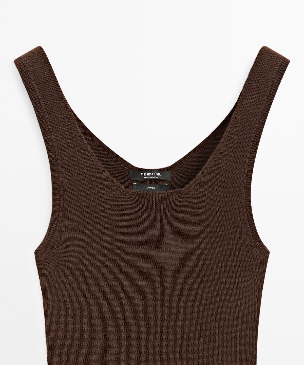 마시모두띠(MASSIMO DUTTI) 100% 코튼 리브드 슬리브리스 탑