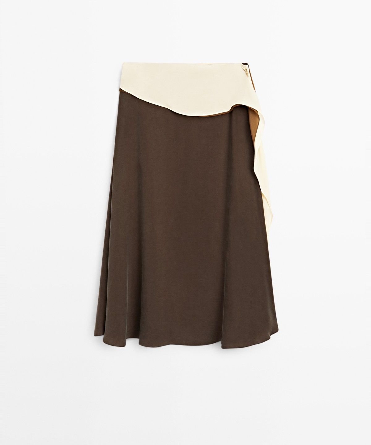 마시모두띠(MASSIMO DUTTI) 콘트라스트 프릴 디테일 미디 스커트
