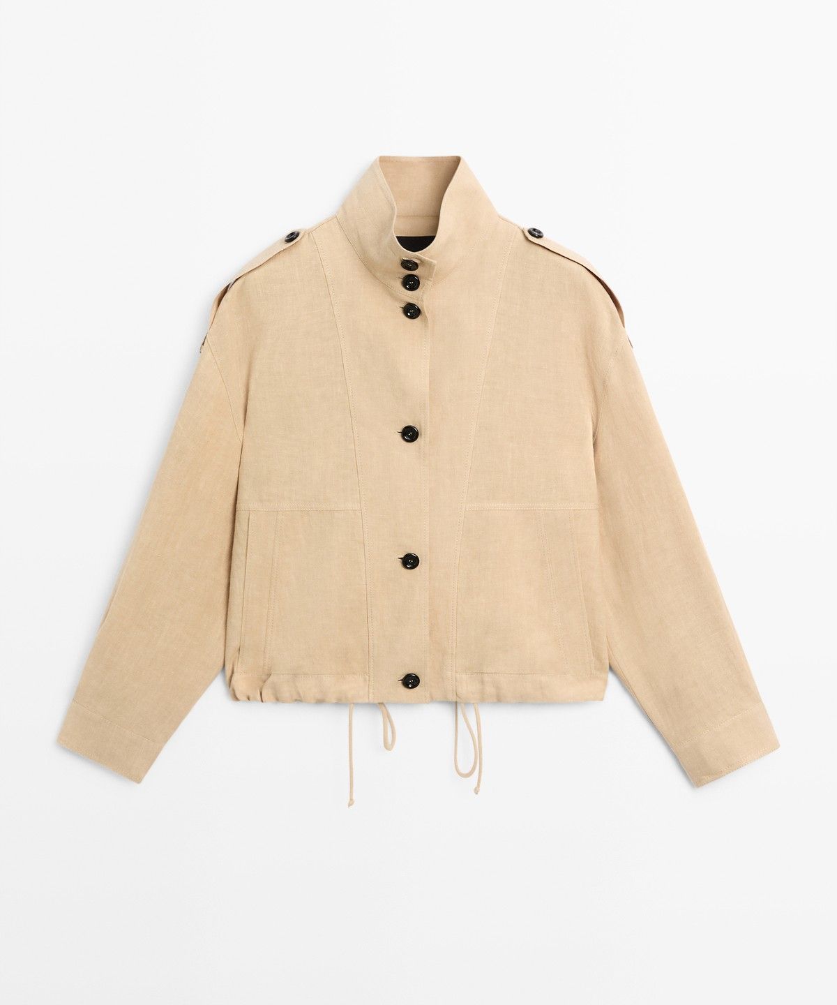 마시모두띠(MASSIMO DUTTI) 100% 린넨 플루이드 봄버 자켓
