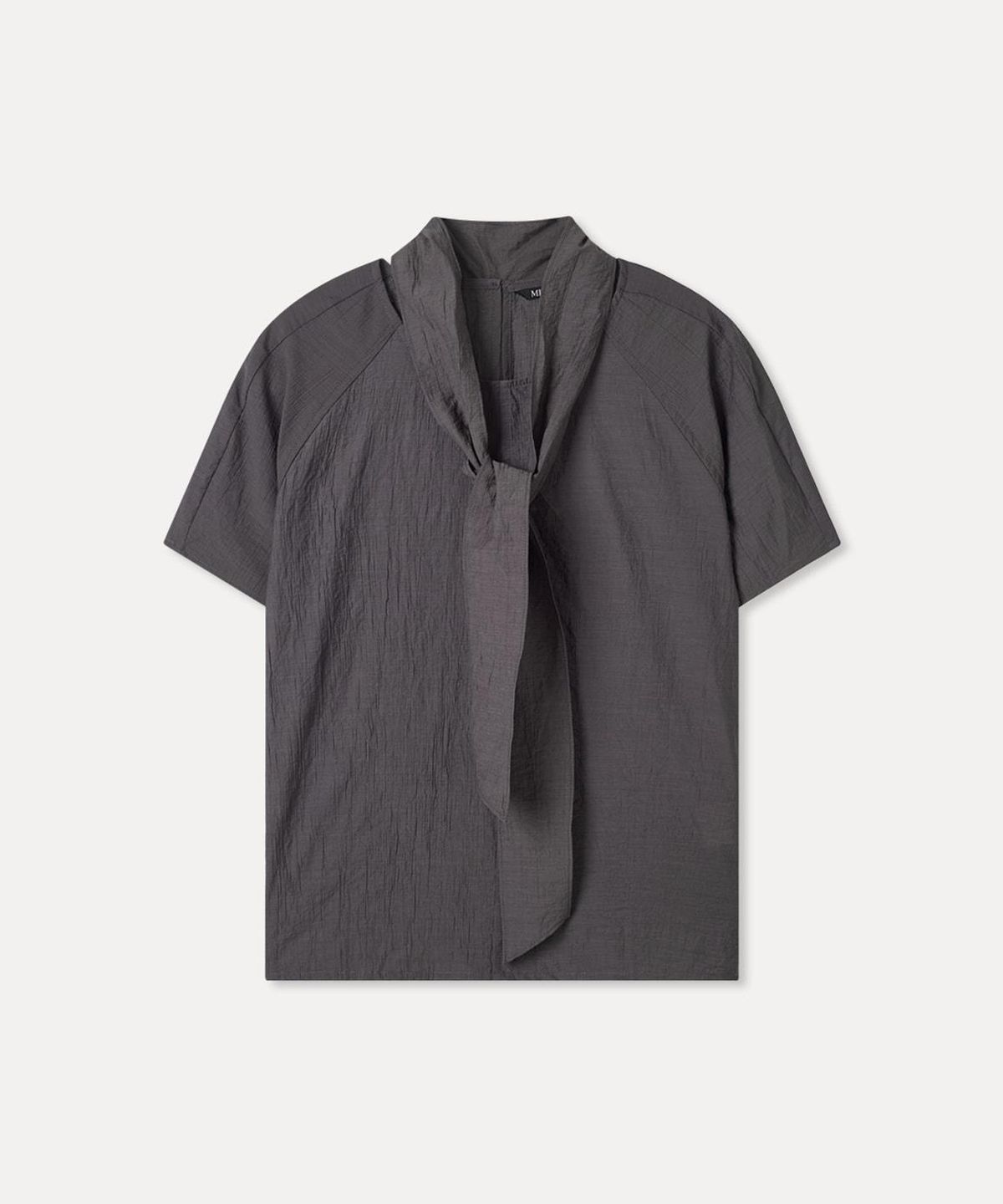 미쏘(MIXXO) 라운드넥 타이 블라우스_MIWBWG706B