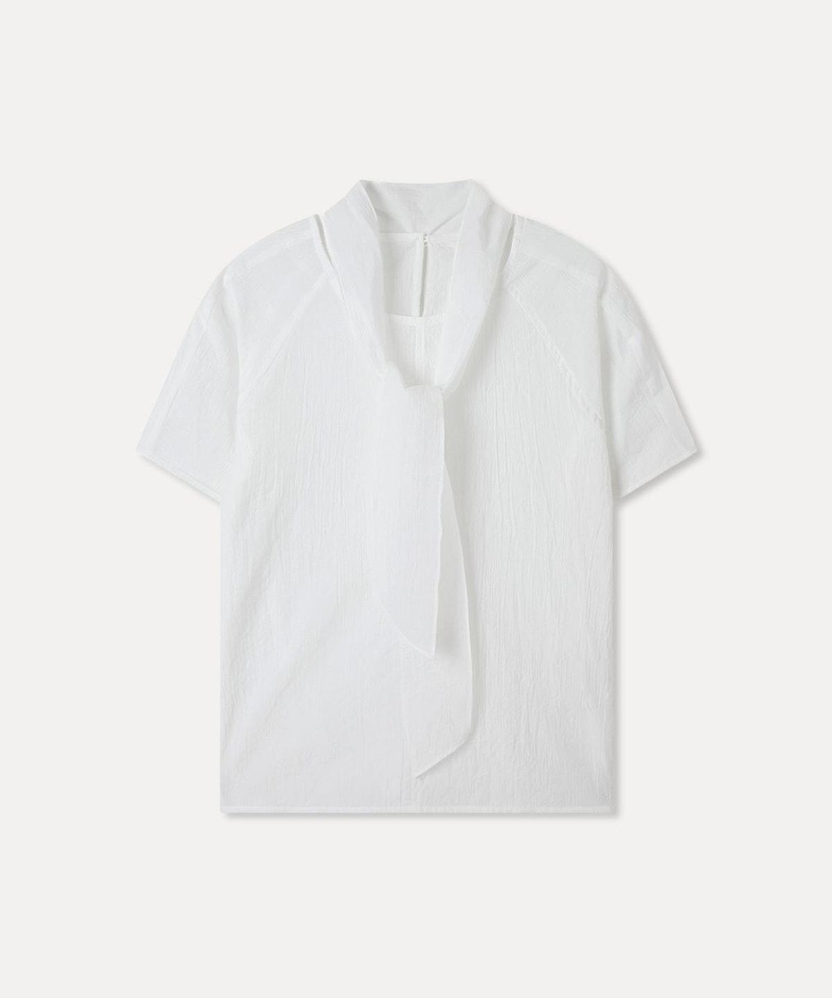 미쏘(MIXXO) 라운드넥 타이 블라우스_MIWBWG706B
