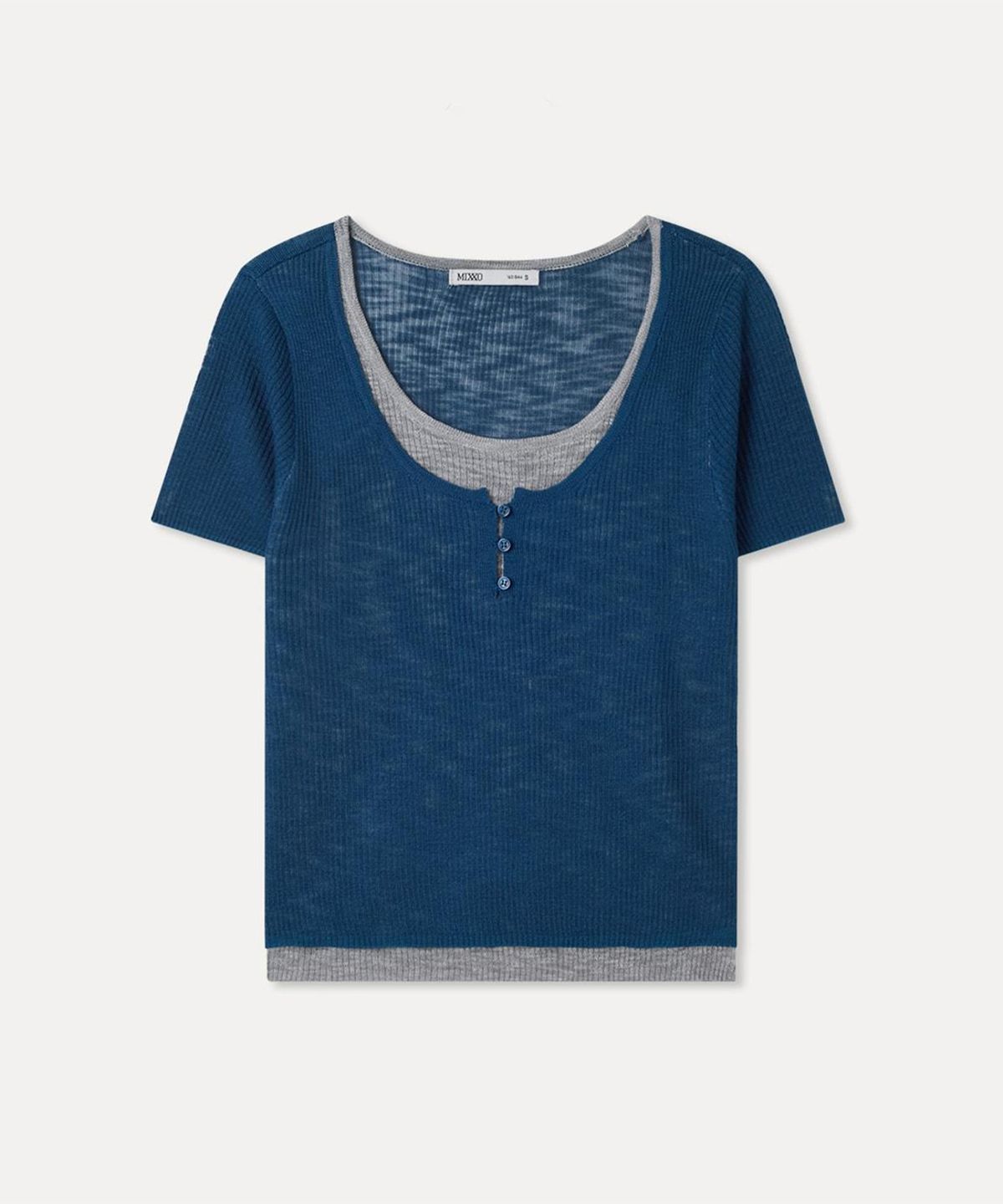 미쏘(MIXXO) 레이어드 반팔 니트 RE KAG614T_MIWKAG76QT