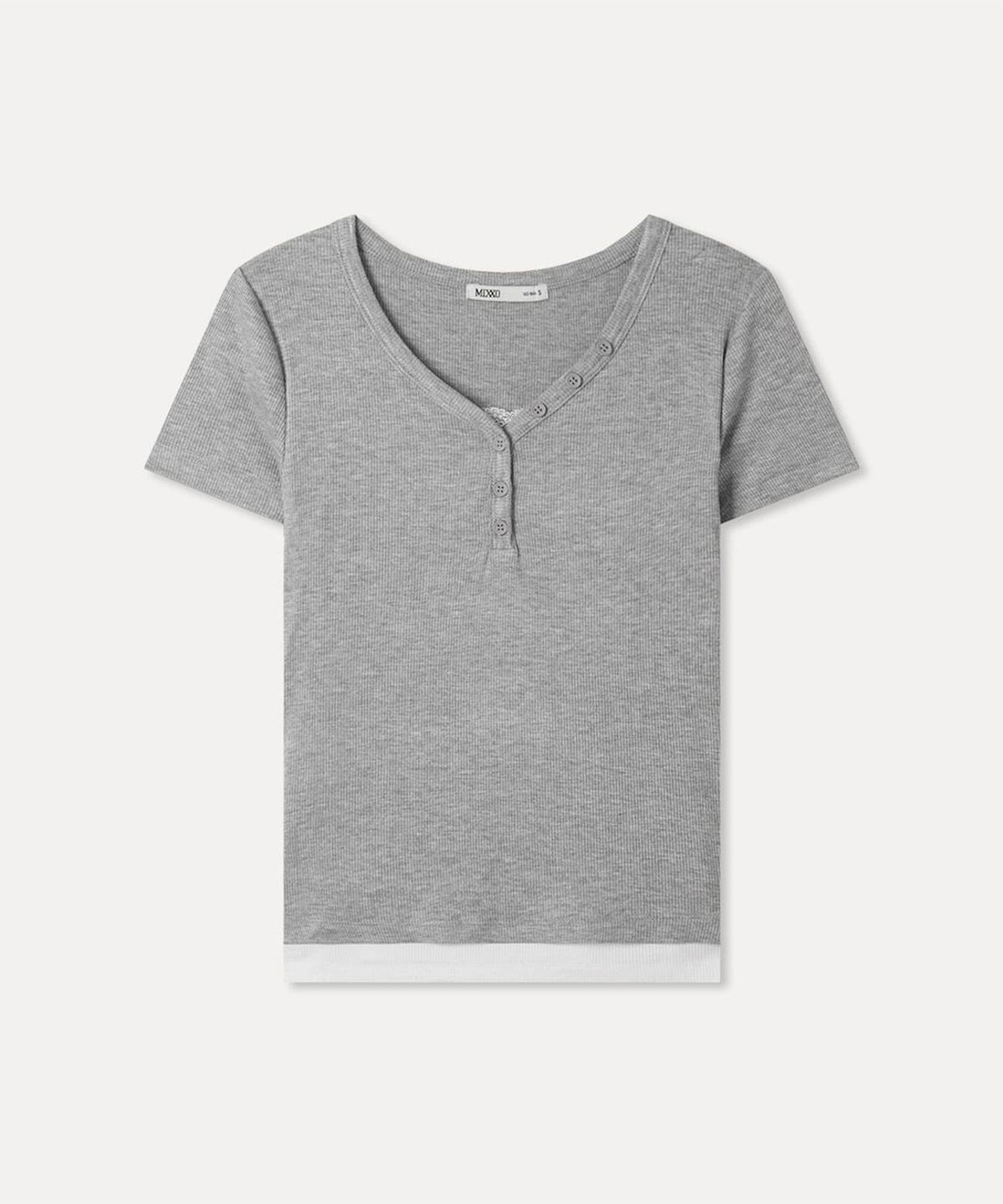 미쏘(MIXXO) 버튼업 레이어드 티셔츠 RE LWG418A_MIWHWG80QA