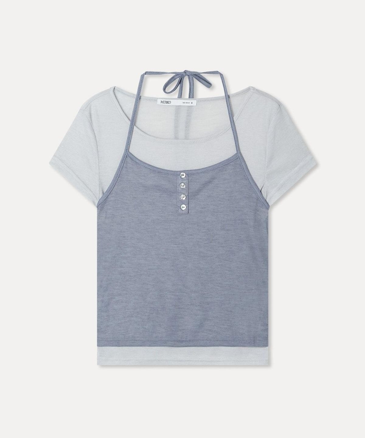 미쏘(MIXXO) 홀터 레이어드 티셔츠 RE LWG511A_MIWHWG84QA