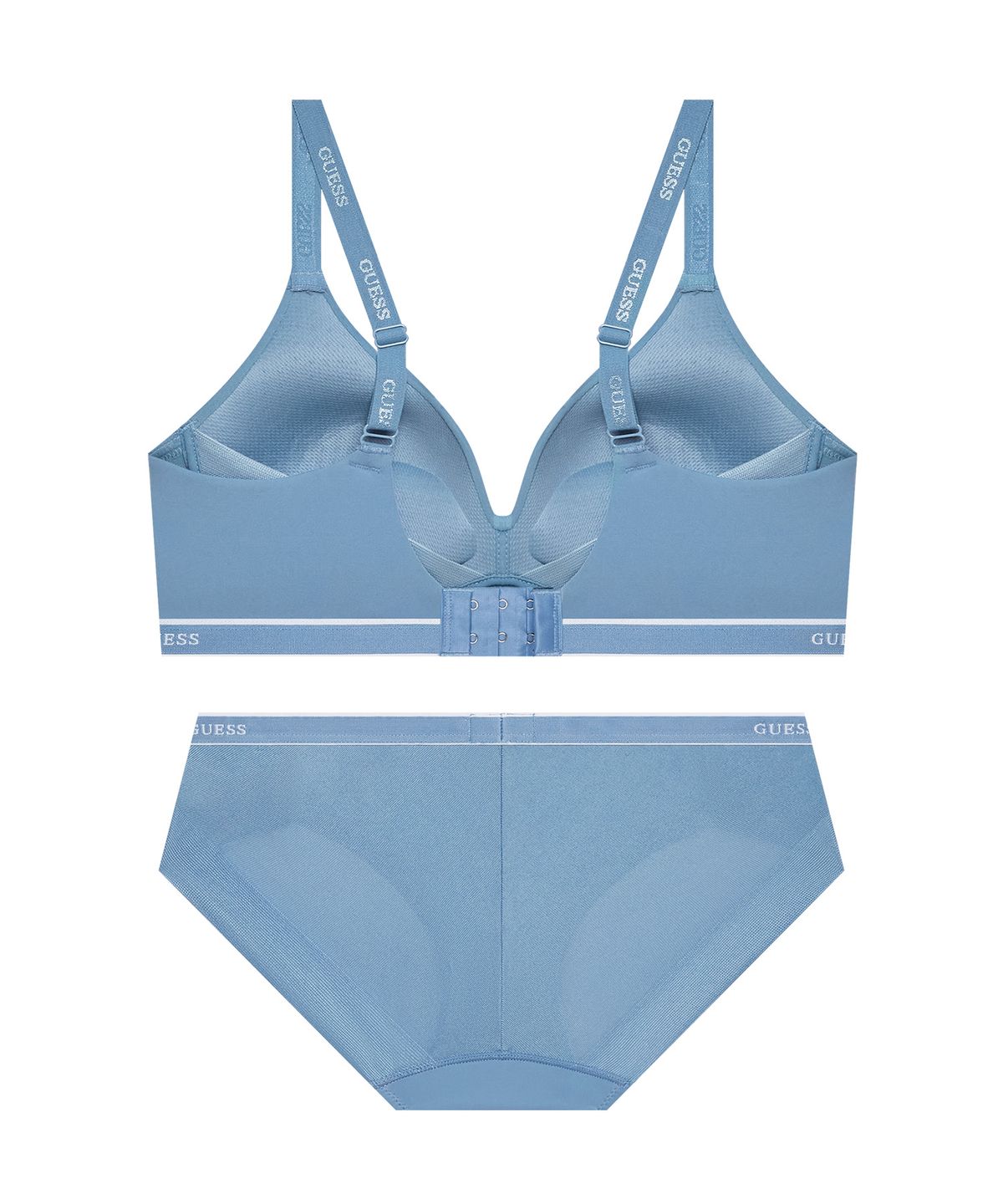 게스언더웨어(GUESS UNDERWEAR) 멜로우 쿨 노와이어 브라 팬티 세트 - 그레이블루