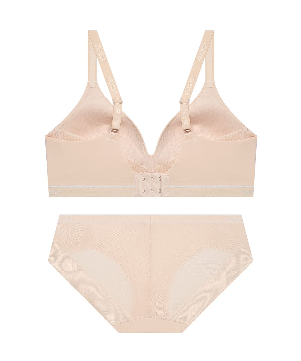 게스언더웨어(GUESS UNDERWEAR) 멜로우 쿨 노와이어 브라 팬티 세트 - 베이지