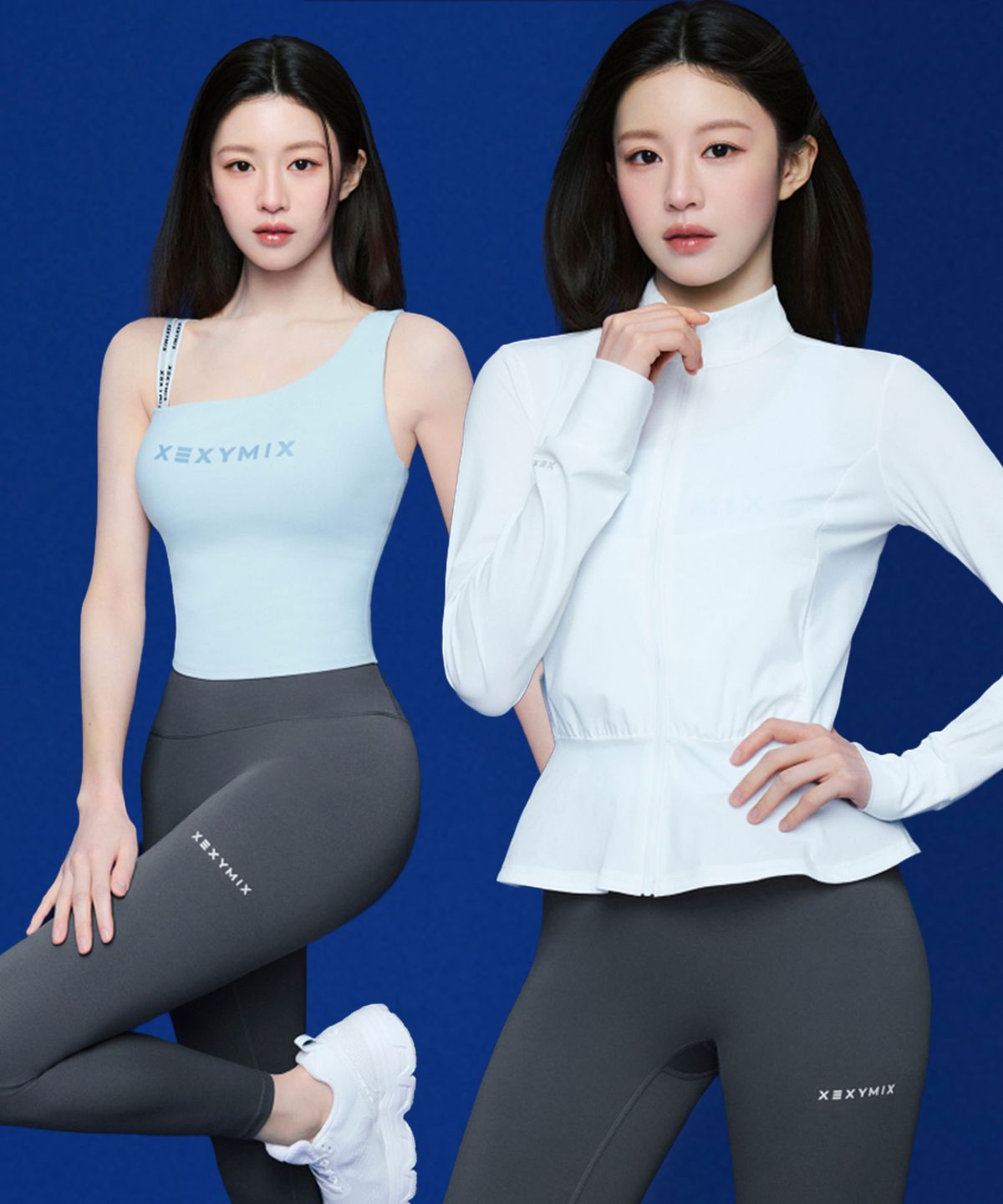 젝시믹스(XEXYMIX) [3SET] 쿨링 자켓&언밸런스 크롭탑&360N 레깅스 XFK1BL1502_XP9157T_XFL2JL1004