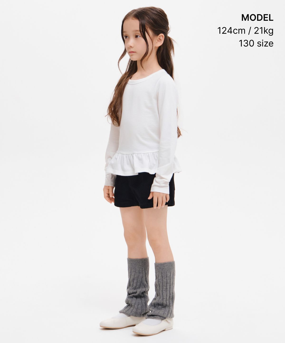 무신사 스탠다드 키즈(MUSINSA STANDARD KIDS) 걸즈 플레어 긴소매 티셔츠 [화이트]