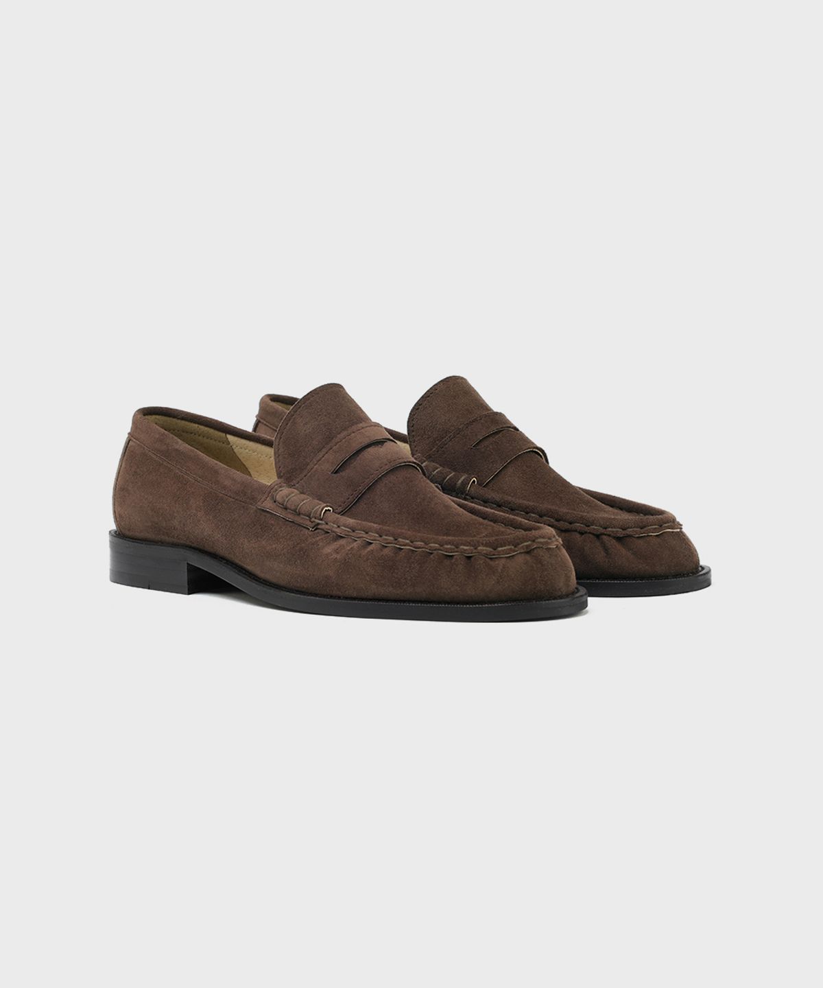 피렌체 아뜨리에(FIRENZE ATELIER) [홍창] 셔링디테일 스탠다드 페니로퍼 4080 [DARK BROWN SUEDE]