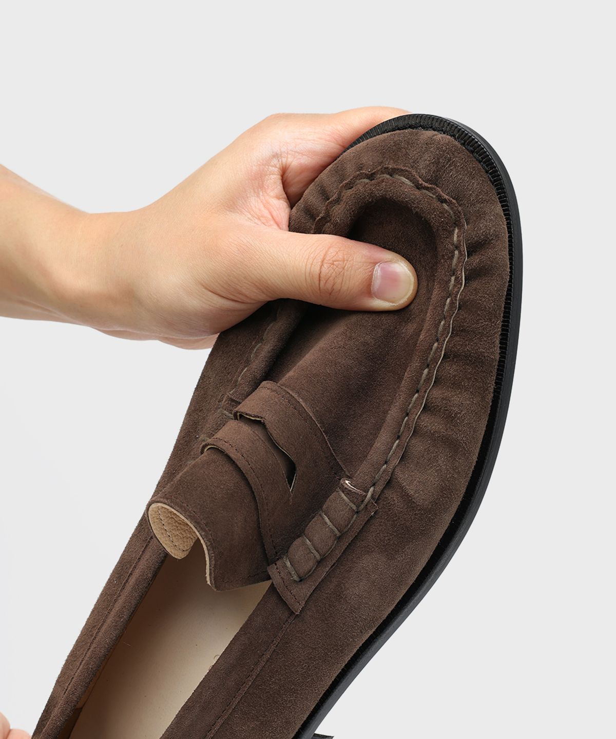 피렌체 아뜨리에(FIRENZE ATELIER) [홍창] 셔링디테일 스탠다드 페니로퍼 4080 [DARK BROWN SUEDE]