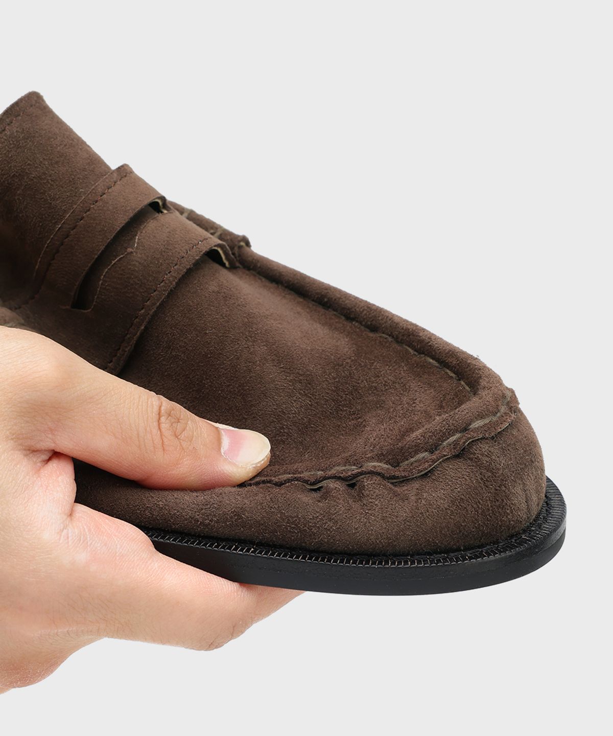 피렌체 아뜨리에(FIRENZE ATELIER) [홍창] 셔링디테일 스탠다드 페니로퍼 4080 [DARK BROWN SUEDE]