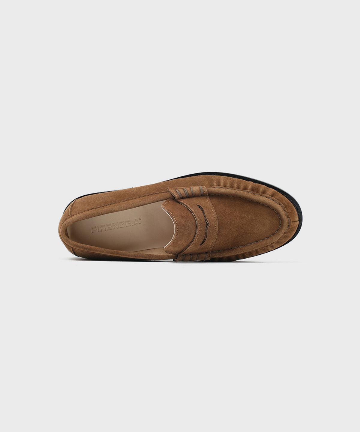 피렌체 아뜨리에(FIRENZE ATELIER) [홍창] 셔링디테일 스탠다드 페니로퍼 4080 [MID BROWN SUEDE]