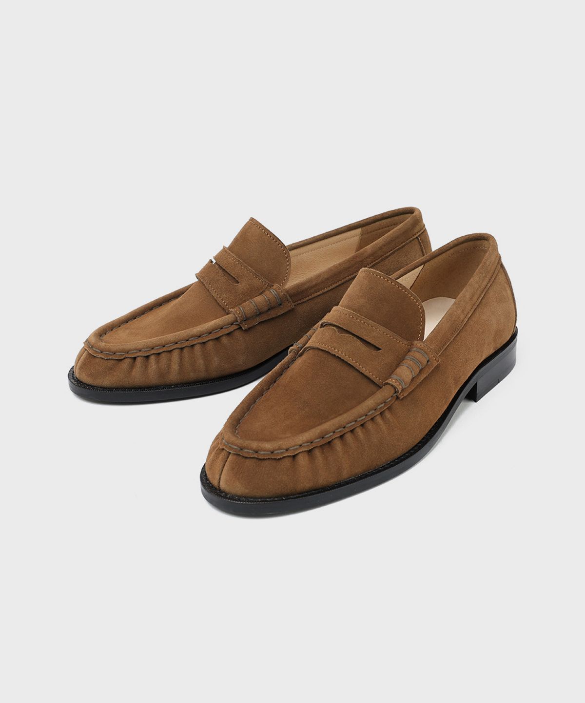 피렌체 아뜨리에(FIRENZE ATELIER) [홍창] 셔링디테일 스탠다드 페니로퍼 4080 [MID BROWN SUEDE]