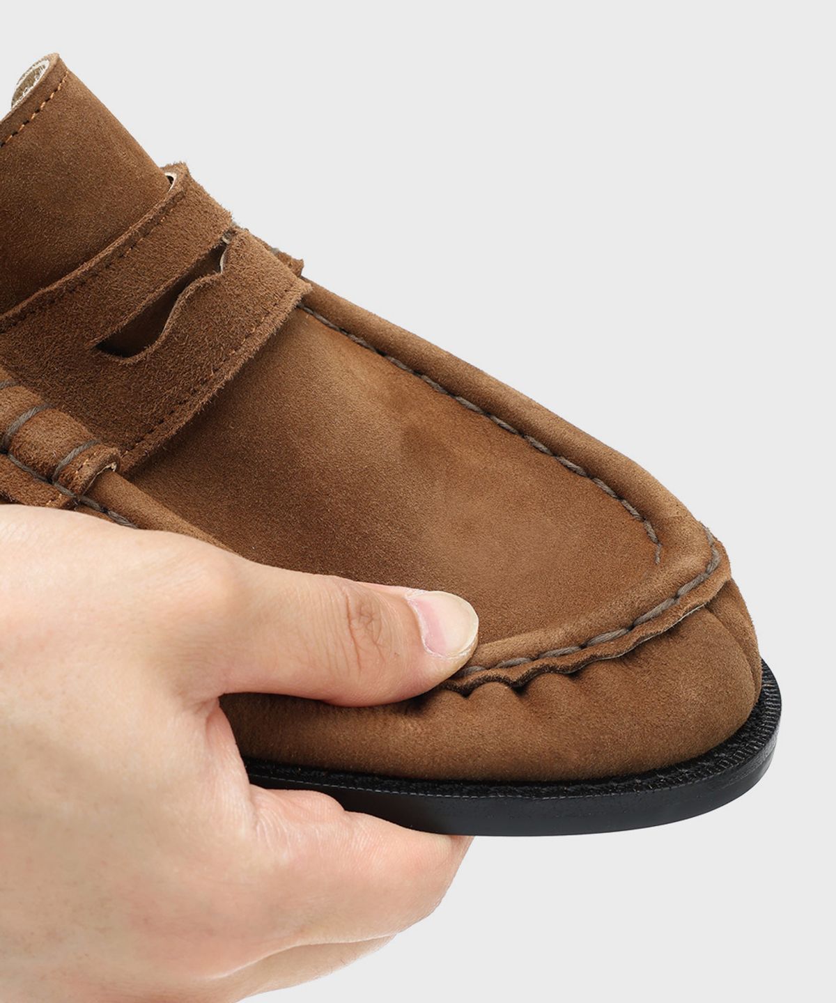 피렌체 아뜨리에(FIRENZE ATELIER) [홍창] 셔링디테일 스탠다드 페니로퍼 4080 [MID BROWN SUEDE]